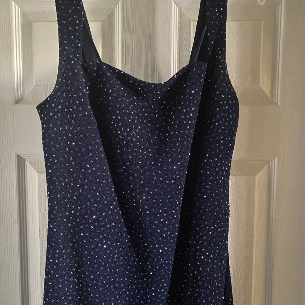 Navy Sleeveless Textured Dress